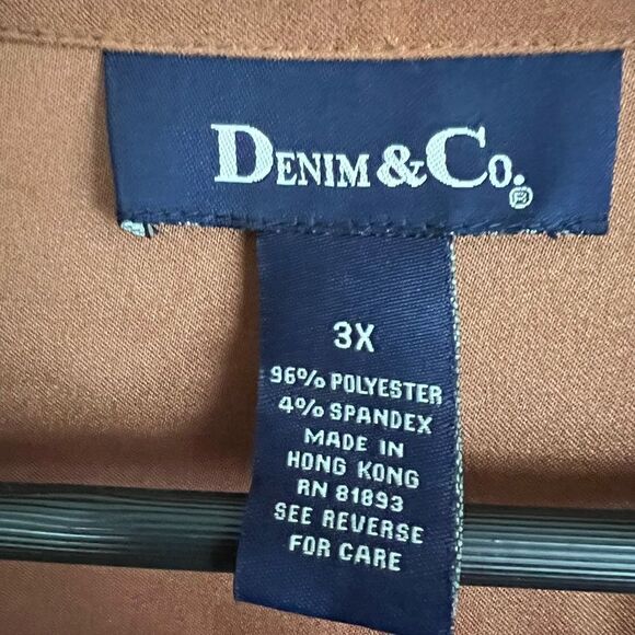 Denim&Co. long sleeved zip front blouse w/ oversized collar & tuxedo gathers 3X - Picture 6 of 7